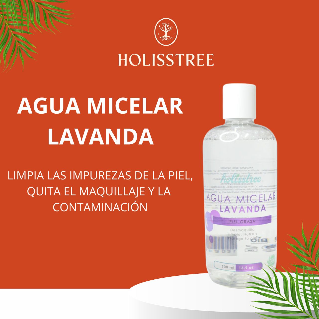 Agua Micelar Lavanda | Agua micelar piel grasa 500 ml Holisstree