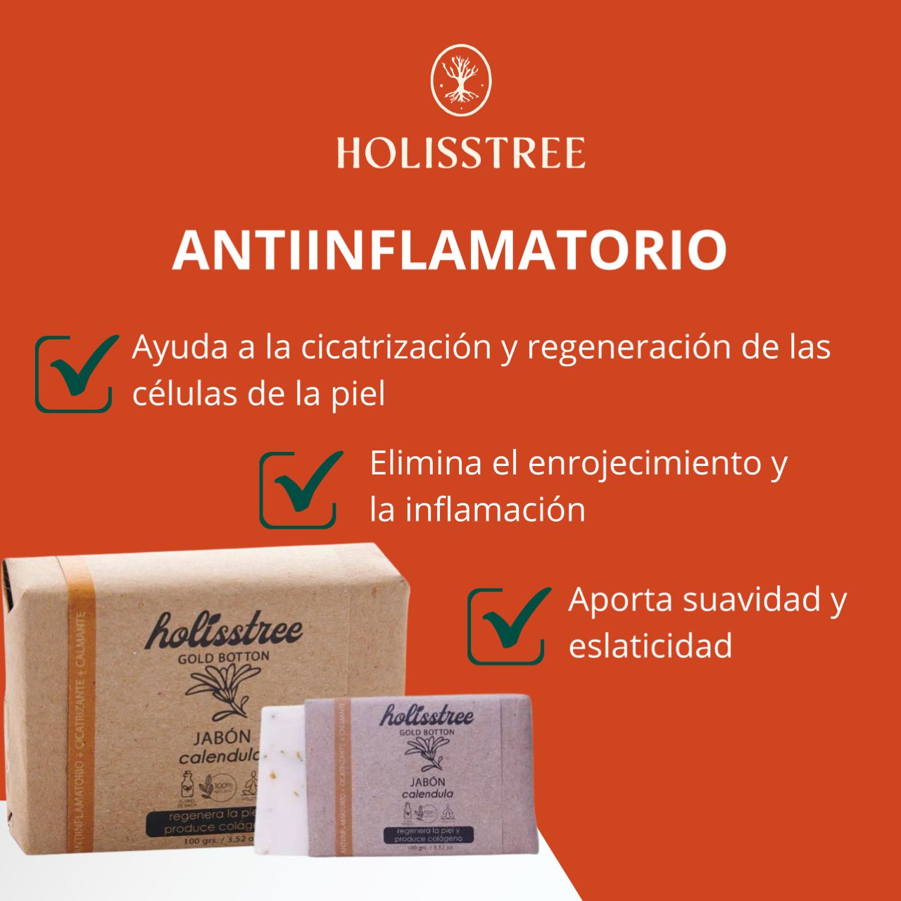 Jabón de Caléndula Natural Antiinflamatorio | 100gr - Holisstree