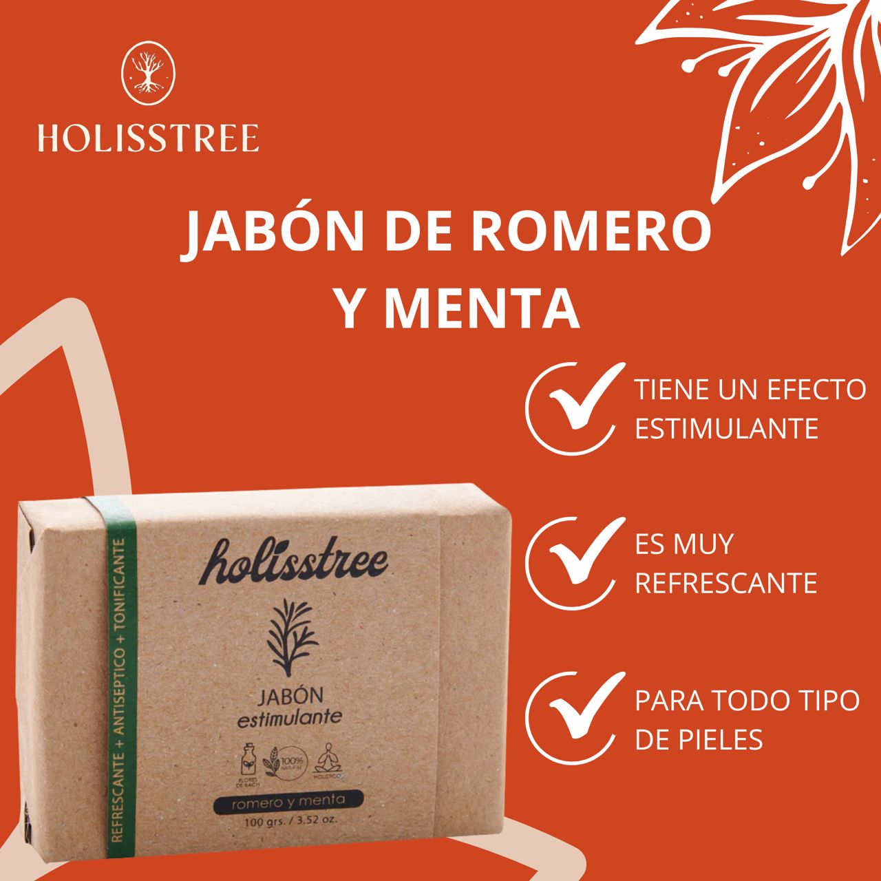 Jabón De Romero y Menta Refresca Estimula | 100gr